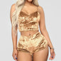 Conjunto Pijama Minimalista Cetim Silk Glow Decote V (Cami Top + Shorts Fluido)
