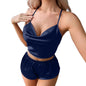 Conjunto Loungewear Cetim Romântico com Babados Delicados (Top Cami + Shorts Wave)
