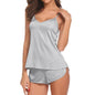 Conjunto Pijama Cetim Silk Touch Elegance com Renda Francesa (Cami + Shorts)