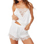 Conjunto Pijama Renda Floral & Cetim Velvet Night (Top Renda + Shorts Vazado)