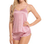 Conjunto Pijama Cetim Silk Touch Elegance com Renda Francesa (Cami + Shorts)